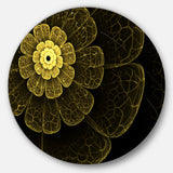 Light Yellow Metallic Fabric Flower' Disc Large Contemporary Circle Metal Wall Arts