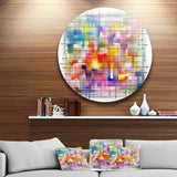 Colorful Stain Design with Grid' Disc Large Contemporary Circle Metal Wall Art