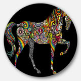 Horse and Rainbow' Disc Animal Circle Metal Wall Art