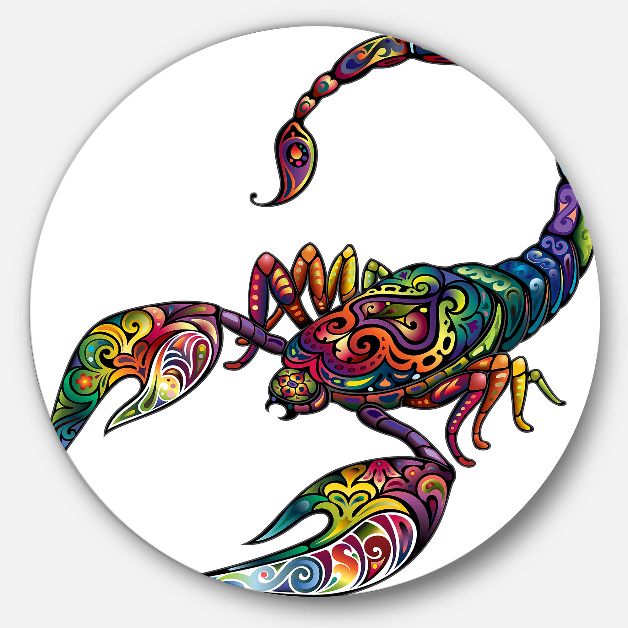 Cheerful Scorpion' Disc Animal Circle Metal Wall Art
