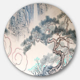 'Chinese Blue Tree Art' Disc Floral Metal Artwork