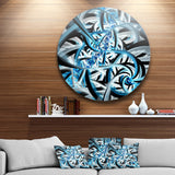 Blue Spiral Fractal Design' Disc Abstract Circle Metal Wall Art