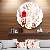 Woman's Fashion and Floral Design' Disc Sensual Circle Metal Wall Art