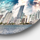 Miami Skyline with Clouds' Disc Cityscape Photo Circle Metal Wall Art