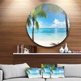 Palm Trees and Sea' Disc Landscape Photography Circle Metal Wall Art