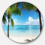 Palm Trees and Sea' Disc Landscape Photography Circle Metal Wall Art