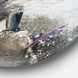 Guy on a Wakeboard' Disc Landscape Circle Metal Wall Art