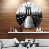 Dark Brooklyn Bridge' Disc Cityscape Photo Circle Metal Wall Art