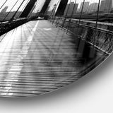 Dark Brooklyn Bridge' Disc Cityscape Photo Circle Metal Wall Art