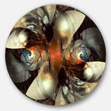 Brown Fractal Artwork' Disc Abstract Circle Metal Wall Art