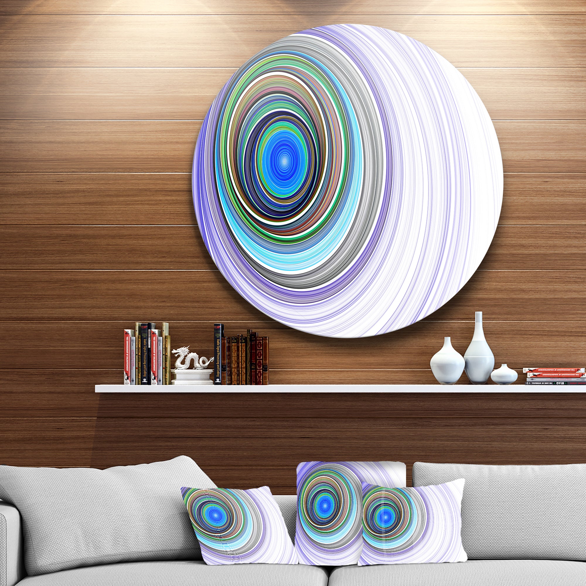 Endless Tunnel Purple Ripples' Disc Abstract Circle Metal Wall Art