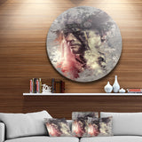 Native American Indian Warrior' Abstract Portrait Circle Metal Wall Art