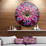 Pink Blue Colorful Flower' Floral Circle Metal Wall Art