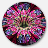 Pink Blue Colorful Flower' Floral Circle Metal Wall Art