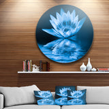 Blue Water Lily' Floral Circle Metal Wall Art