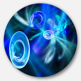 Blue Fractal Desktop' Abstract Circle Metal Wall Art