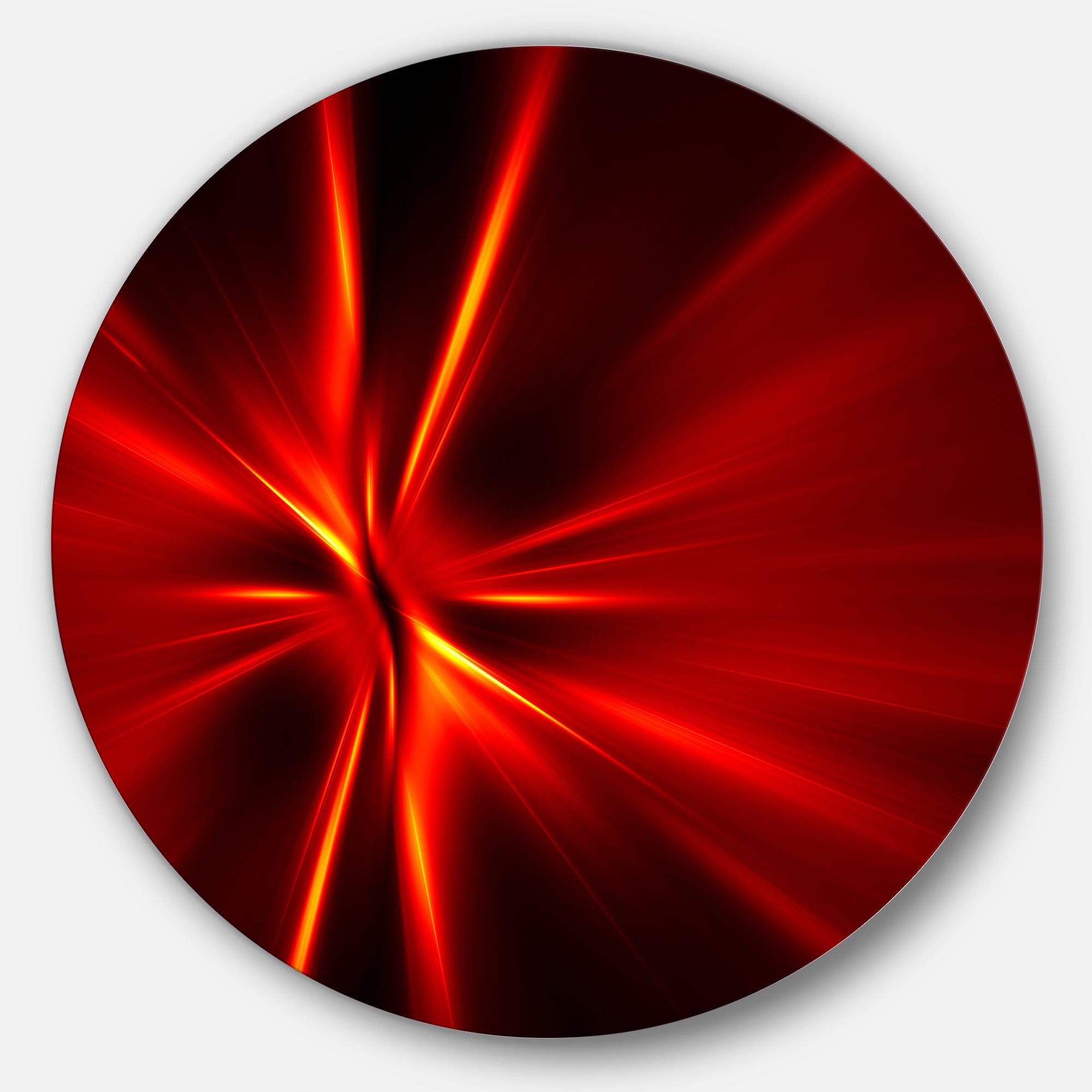 Red and Yellow Rays' Abstract Circle Metal Wall Art