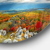 Autumn in Crimean Mountains' Landscape Photography Circle Metal Wall Art