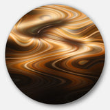 Brown Curved Waves Texture' Large Abstract Circle Metal Wall Art