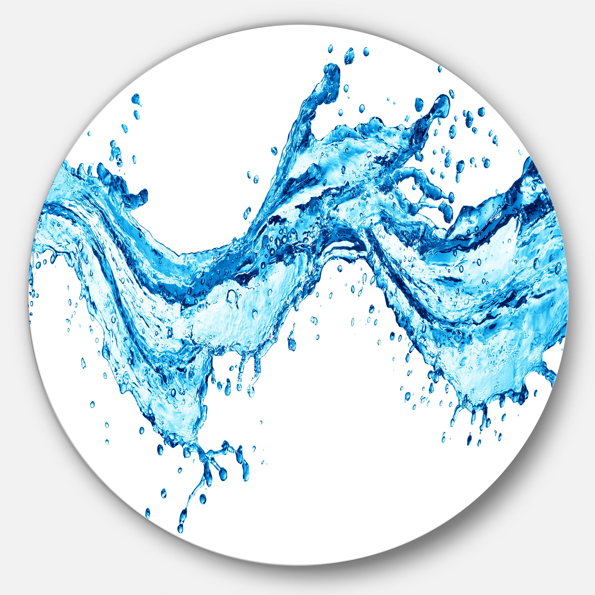 Blue Water Splashes' Abstract Circle Metal Wall Art