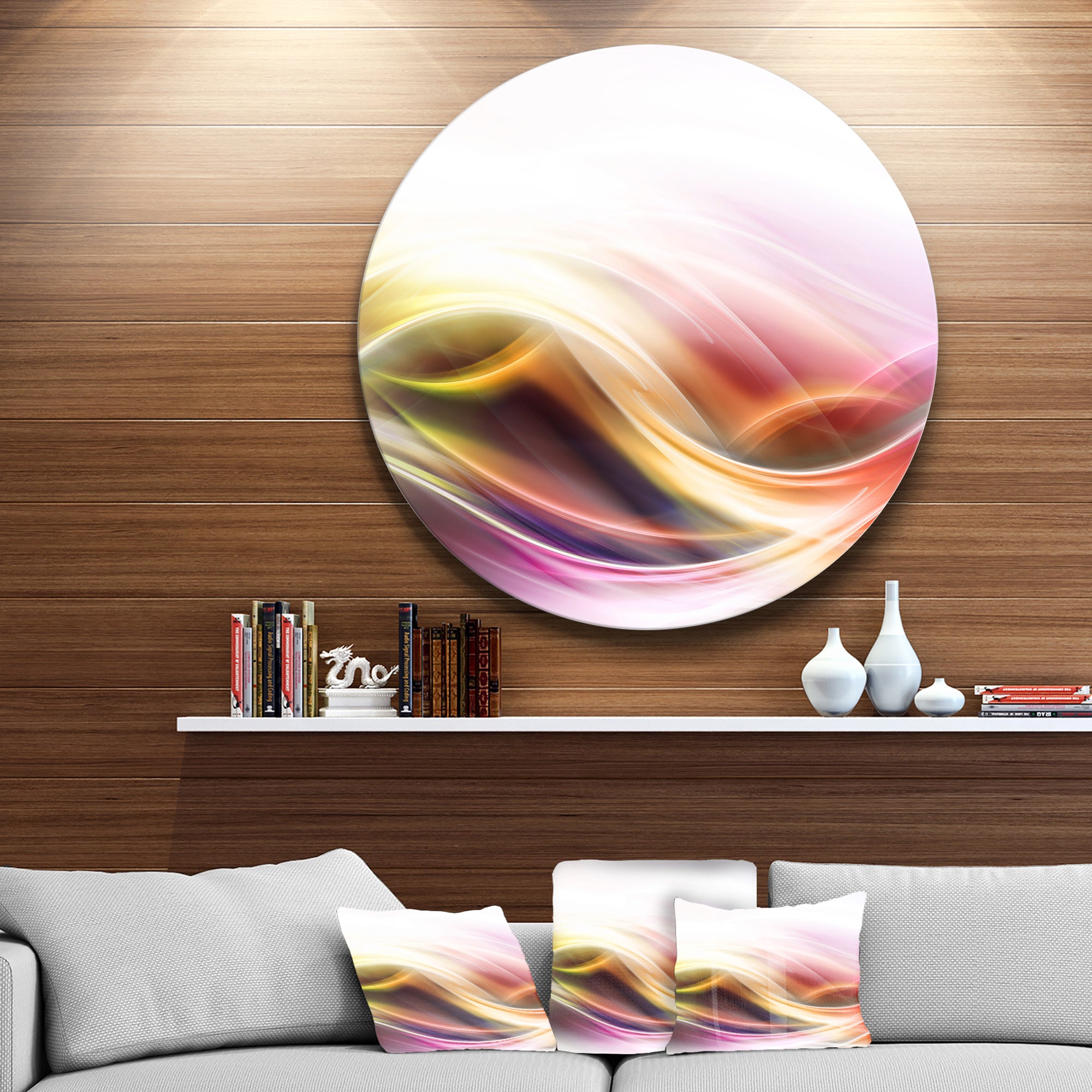 Elegant Light Color Pattern' Abstract Circle Metal Wall Art