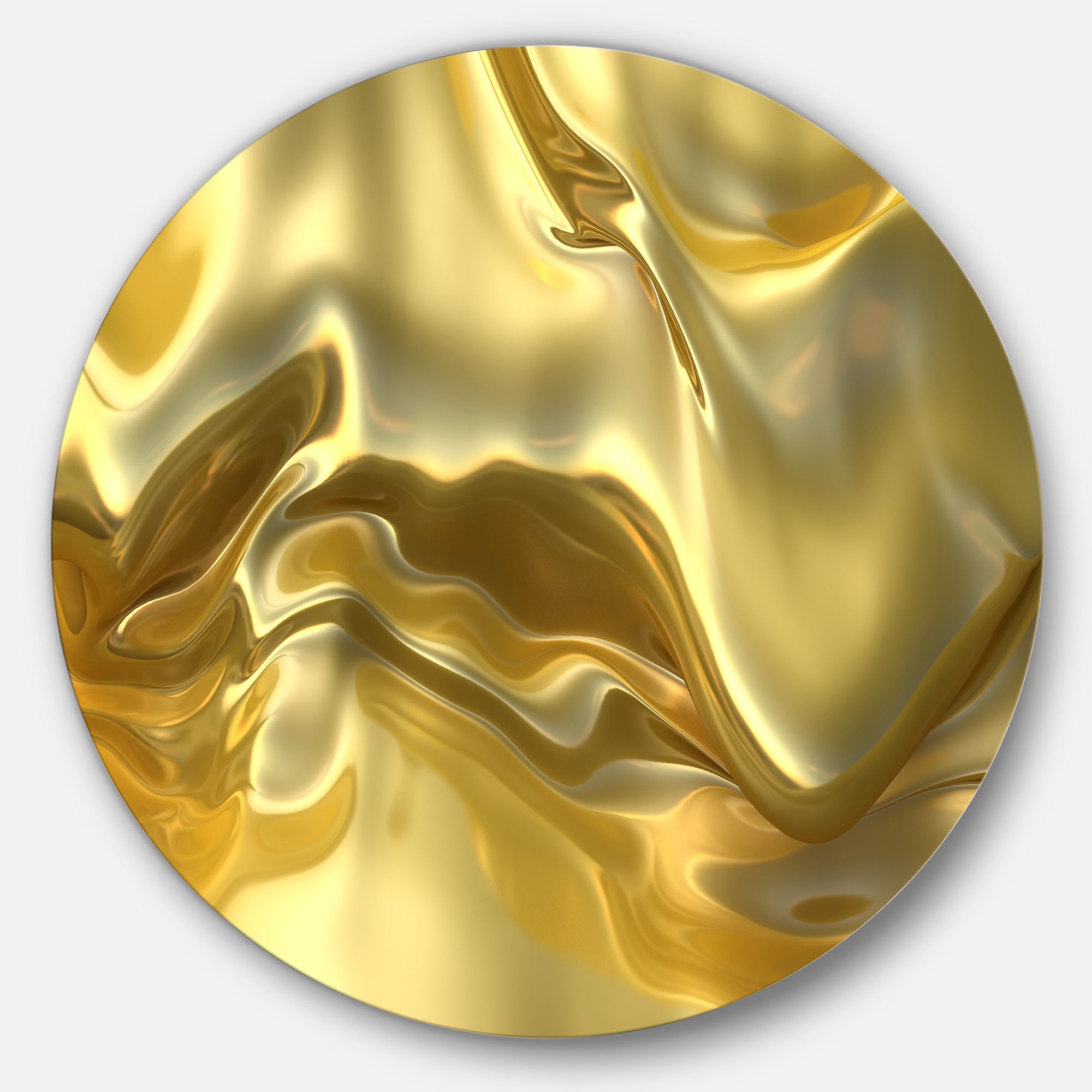 Golden Cloth Texture' Abstract Circle Circle Metal Wall Art