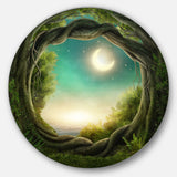 Enchanted Dark Forest' Landscape Photography Circle Metal Wall Art