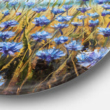 Blue Flowers in Meadow Painting' Floral Metal Artwork