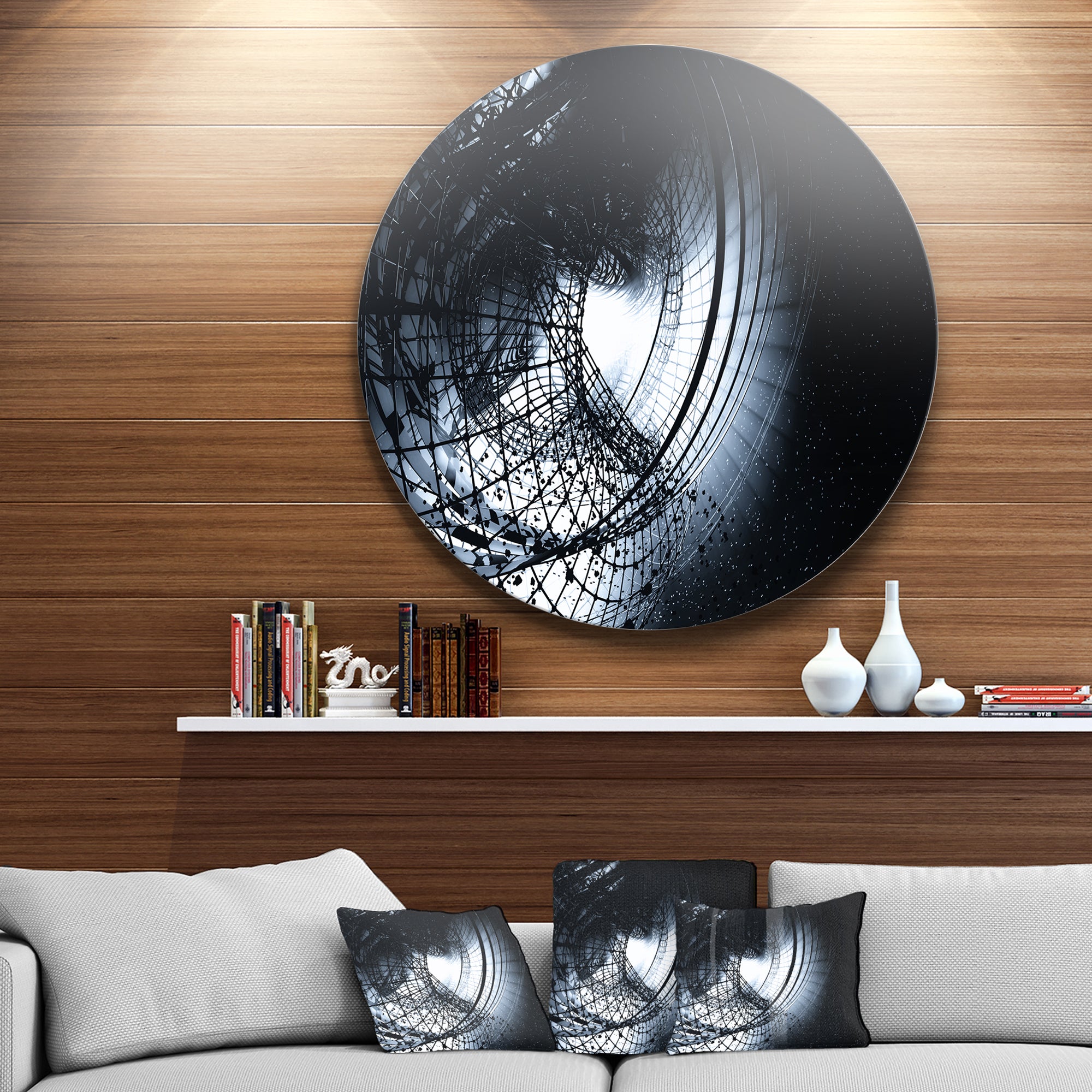 3D Abstract Art Black Spiral' Abstract Circle Metal Wall Art
