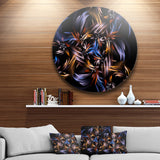 Blue Fractal Light Art in Dark' Contemporary Circle Metal Wall Art