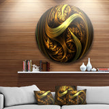Golden Fractal Sphere in Dark' Abstract Circle Metal Wall Art