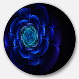 Fractal Silver Blue in Dark' Floral Circle Metal Wall Art