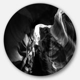 Black and White Antelope Canyon' Landscape Photography Circle Metal Wall Art