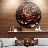 Brown Fractal Flower' Floral Circle Metal Wall Art