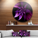 Fractal Flower Purple' Floral Circle Metal Wall Art