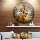 Fractal Flower with Blue Details' Floral Circle Metal Wall Art