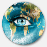 Planet Earth and Blue Eye' Abstract Circle Metal Wall Art