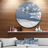 Ski Tracks on a Slope' Landscape Photo Circle Metal Wall Art