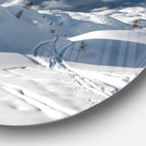 Ski Tracks on a Slope' Landscape Photo Circle Metal Wall Art