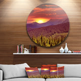 Fantastic Sunrise in Mountains' Landscape Photography Circle Metal Wall Art