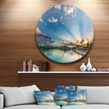 Moving Clouds Over Lake' Landscape Photo Circle Metal Wall Art