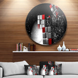 Fractal 3D Red White Cubes' Abstract Circle Metal Wall Art