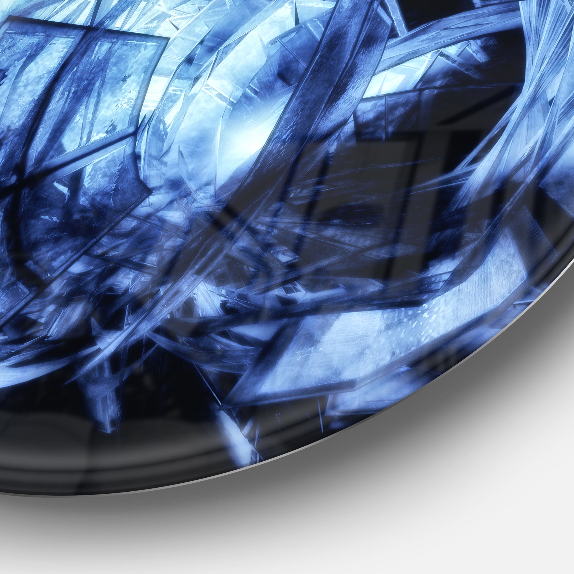 Fractal 3D Blue Glass Pattern' Abstract Circle Metal Wall Art