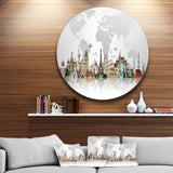 Famous Monuments Across World' Circle Metal Wall Art