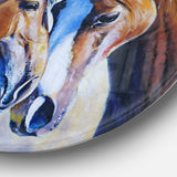 Brown Amorous Horses' Animal Circle Metal Wall Art