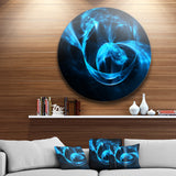 Fractal 3D Circled Blue Waves' Abstract Circle Metal Wall Art