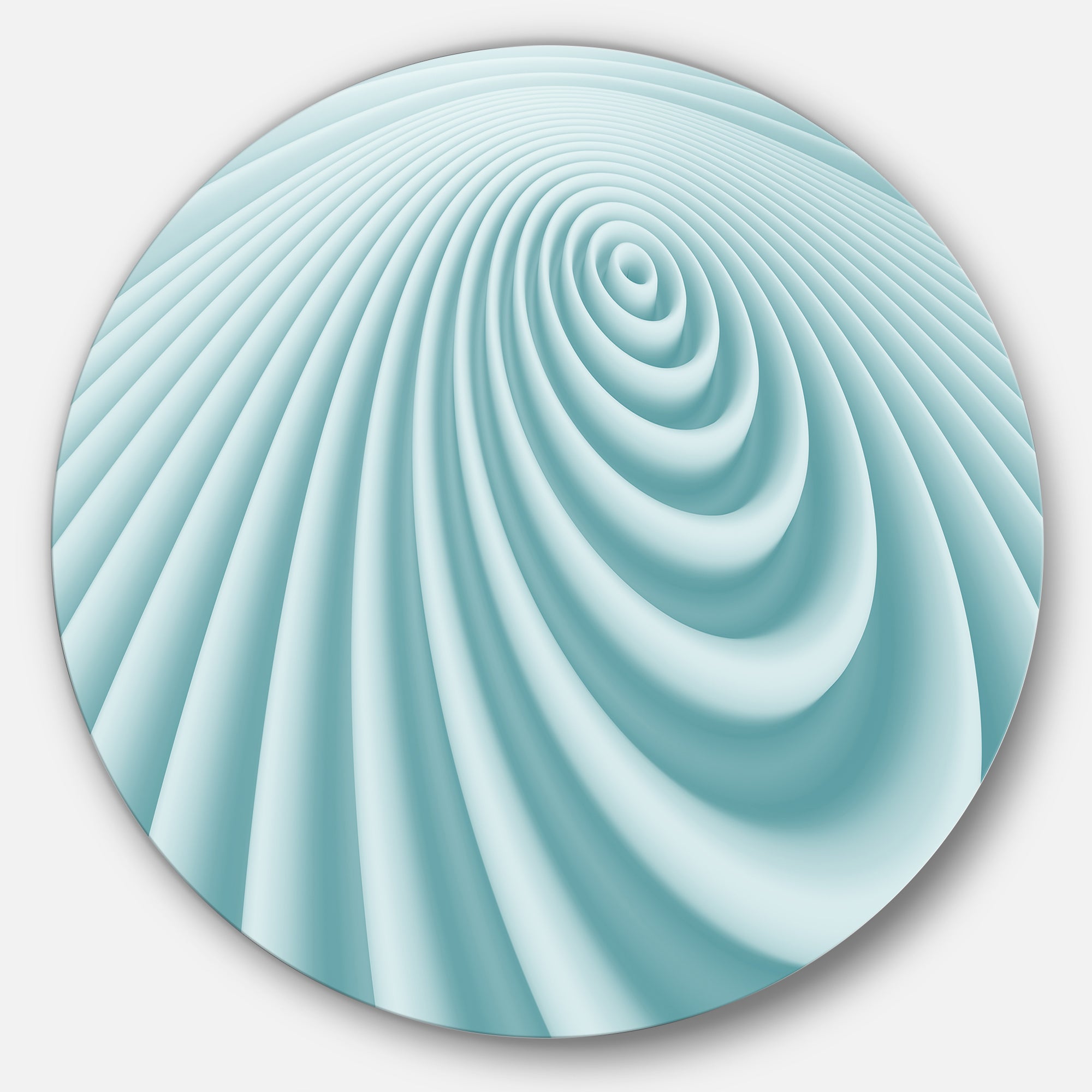 Fractal Rounded Blue 3D Waves' Abstract Circle Metal Wall Art