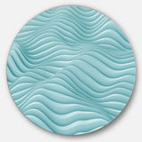 Fractal Rippled Blue 3D Waves' Abstract Circle Metal Wall Art