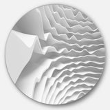 Fractal Curved White 3D Waves' Abstract Circle Metal Wall Art