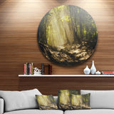 Sun Rays Through Green Trees' Landscape Photography Circle Metal Wall Art